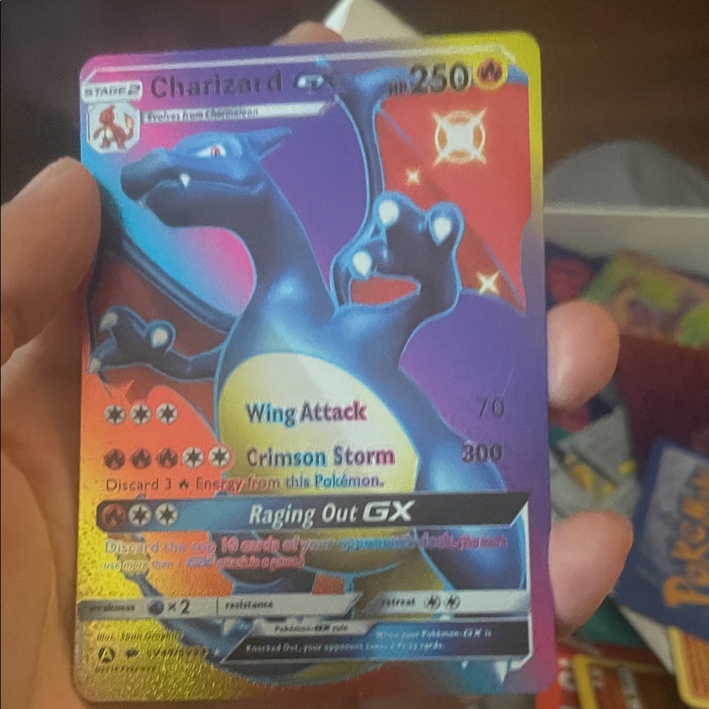 Pokemon Charizard GX Card - Blue, Red, Gold